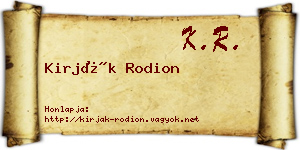 Kirják Rodion névjegykártya